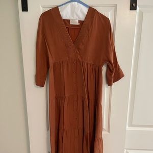 Sancia Rust Orange Maxi Tiered Dress